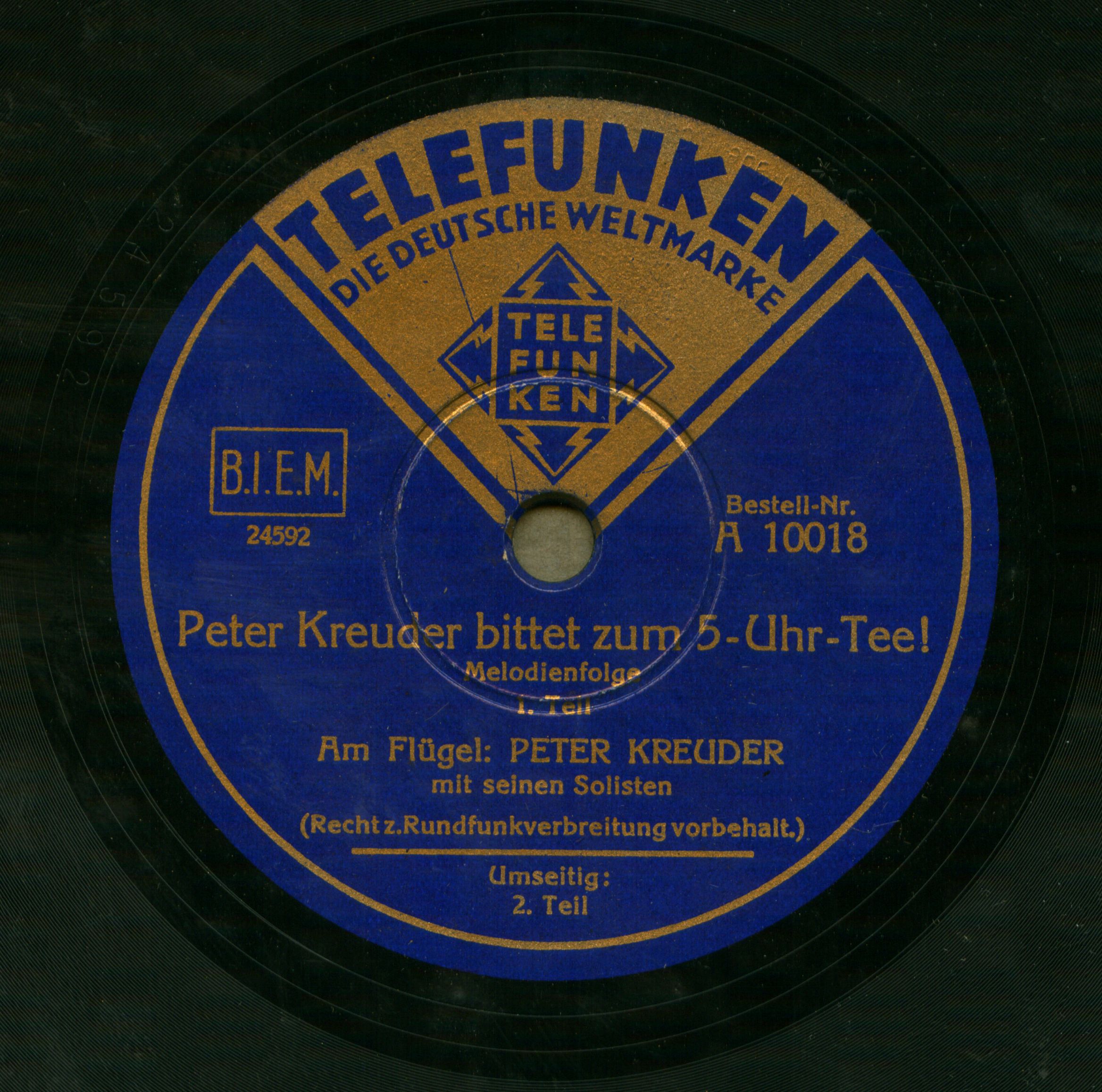 Peter Kreuder bittet zum 5-Uhr-Tee! Melodienfolge : 1-2. Teil